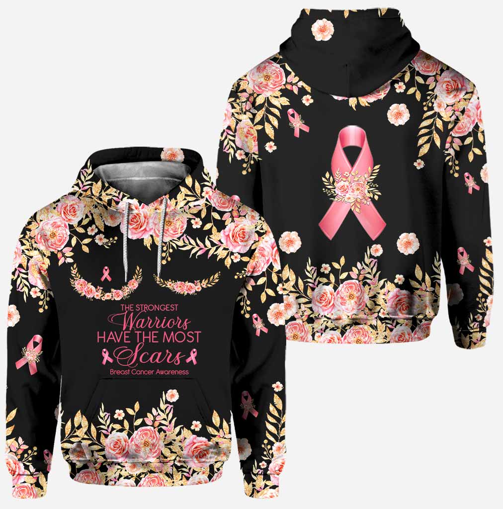 Breast cancer awareness scars all over printed hoodie and leggings