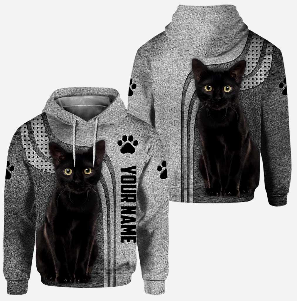 Black cat personalized all over printed hoodie and leggings