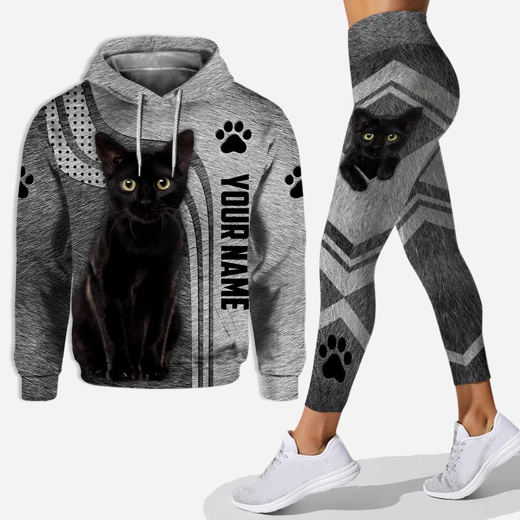 Black cat personalized all over printed hoodie and leggings – Saleoff 250122
