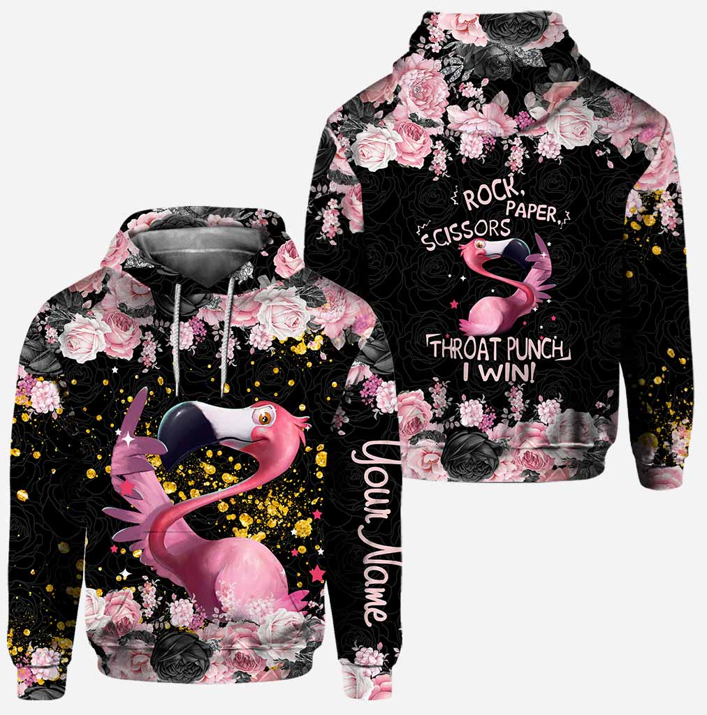Flamingo rock paper scissors personalized all over printed hoodie and leggings