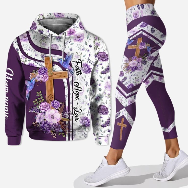 Faith hope love hummingbird personalized all over printed hoodie and leggings