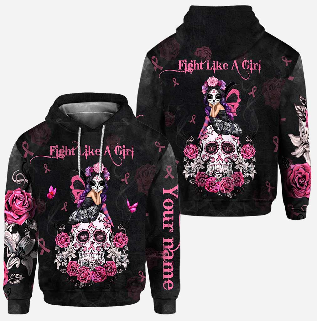 Fight like a girl breast cancer awareness personalized all over printed hoodie and leggings