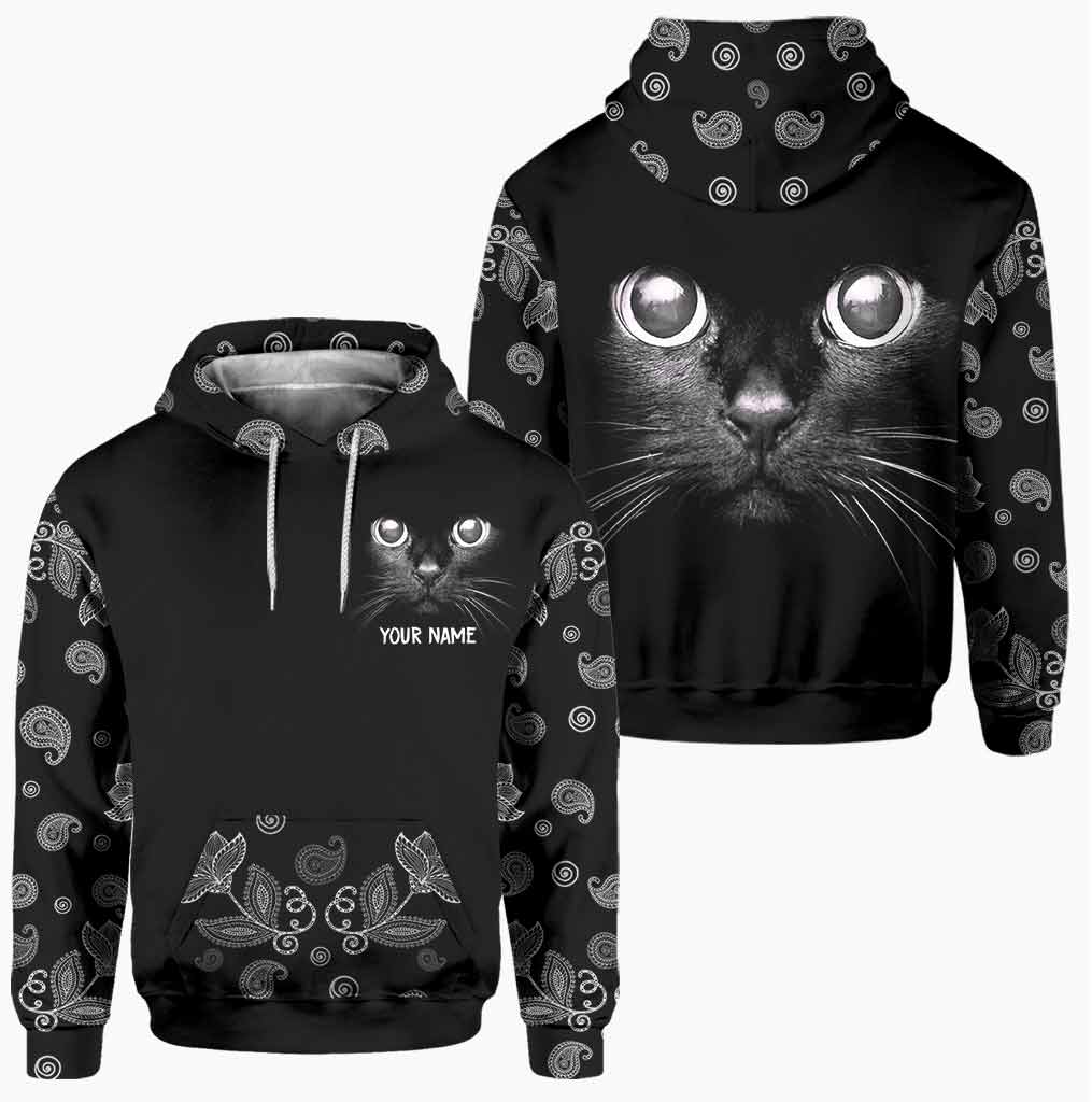 Black cat personalized 3d all over printed hoodie and leggings