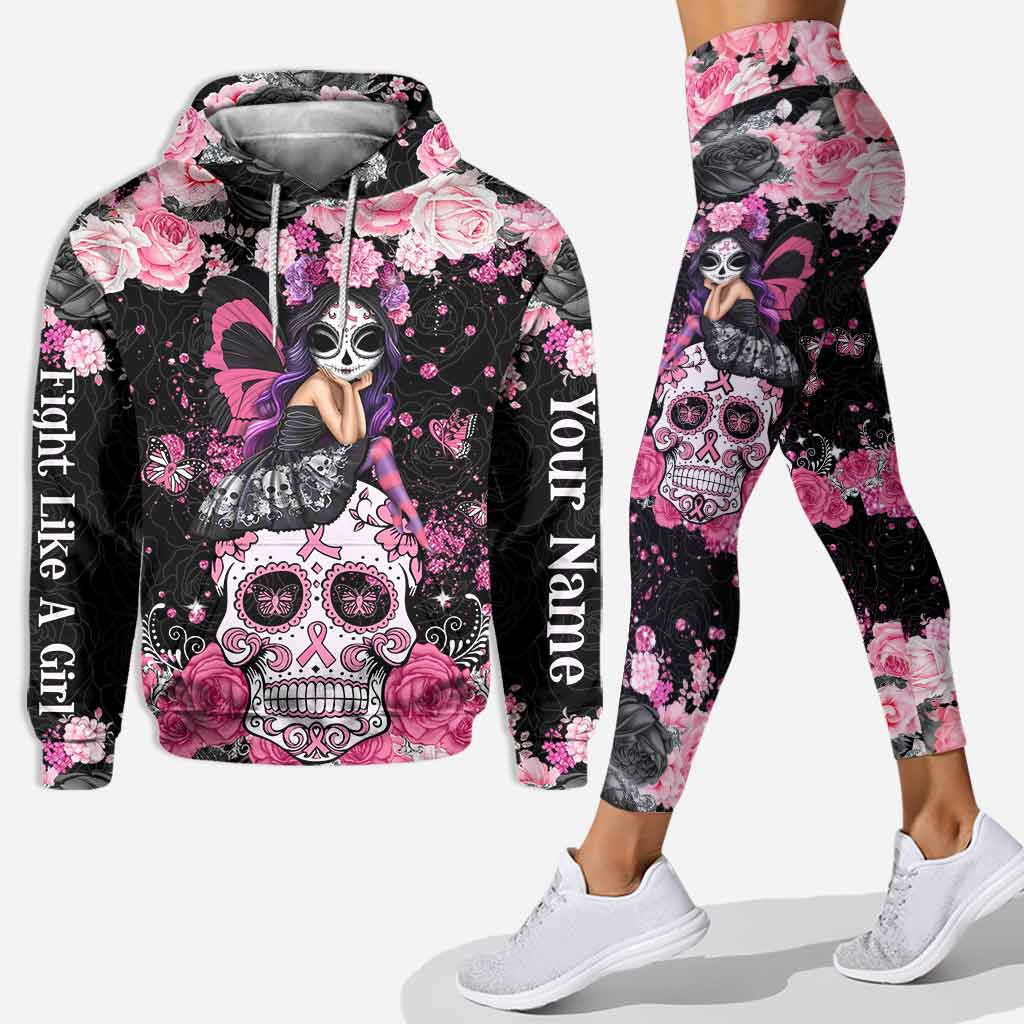 Breast cancer awareness Fight like a girl personalized all over printed hoodie and leggings – Saleoff 270122