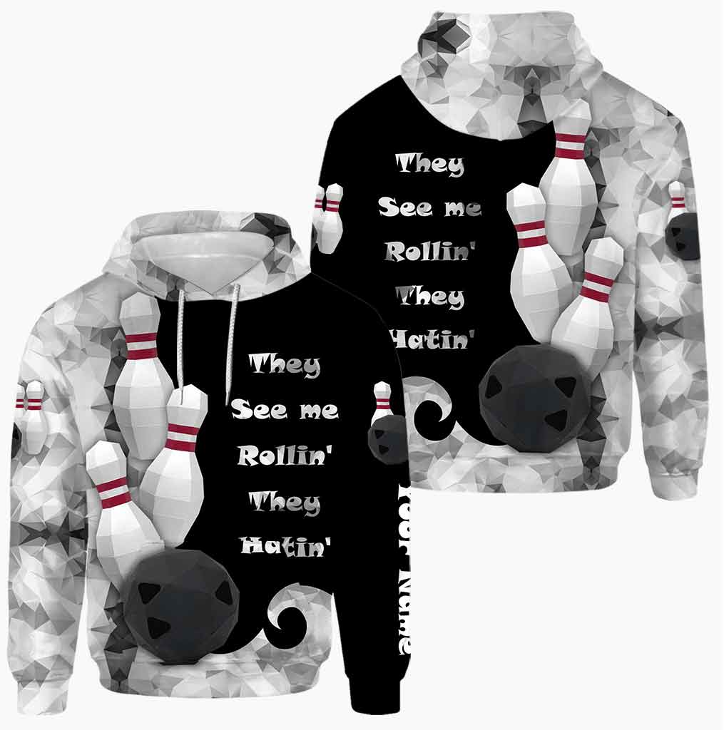 Bowling They see me rollin' they hatin' personalized all over printed hoodie and leggings