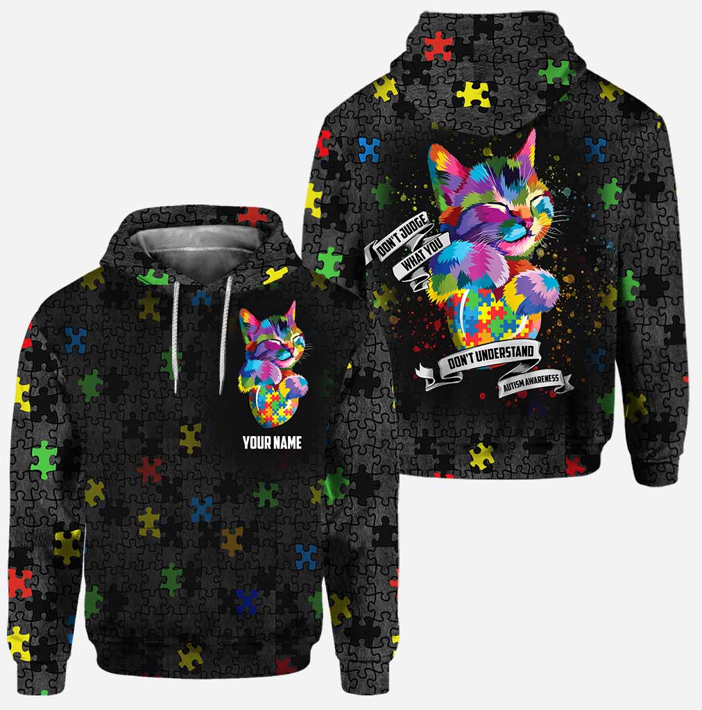 Don't judge what you don't understand autism awareness personalized all over printed hoodie and leggings
