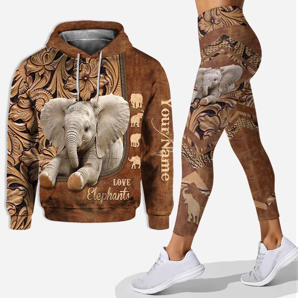 Love elephants personalized all over printed hoodie and leggings