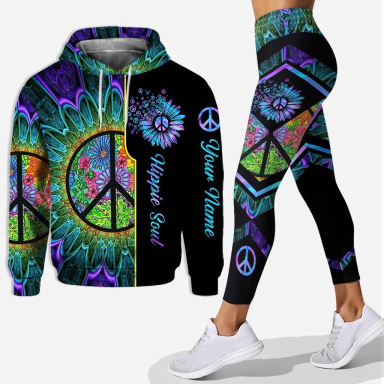 Hippie soul personalized all over printed hoodie and leggings