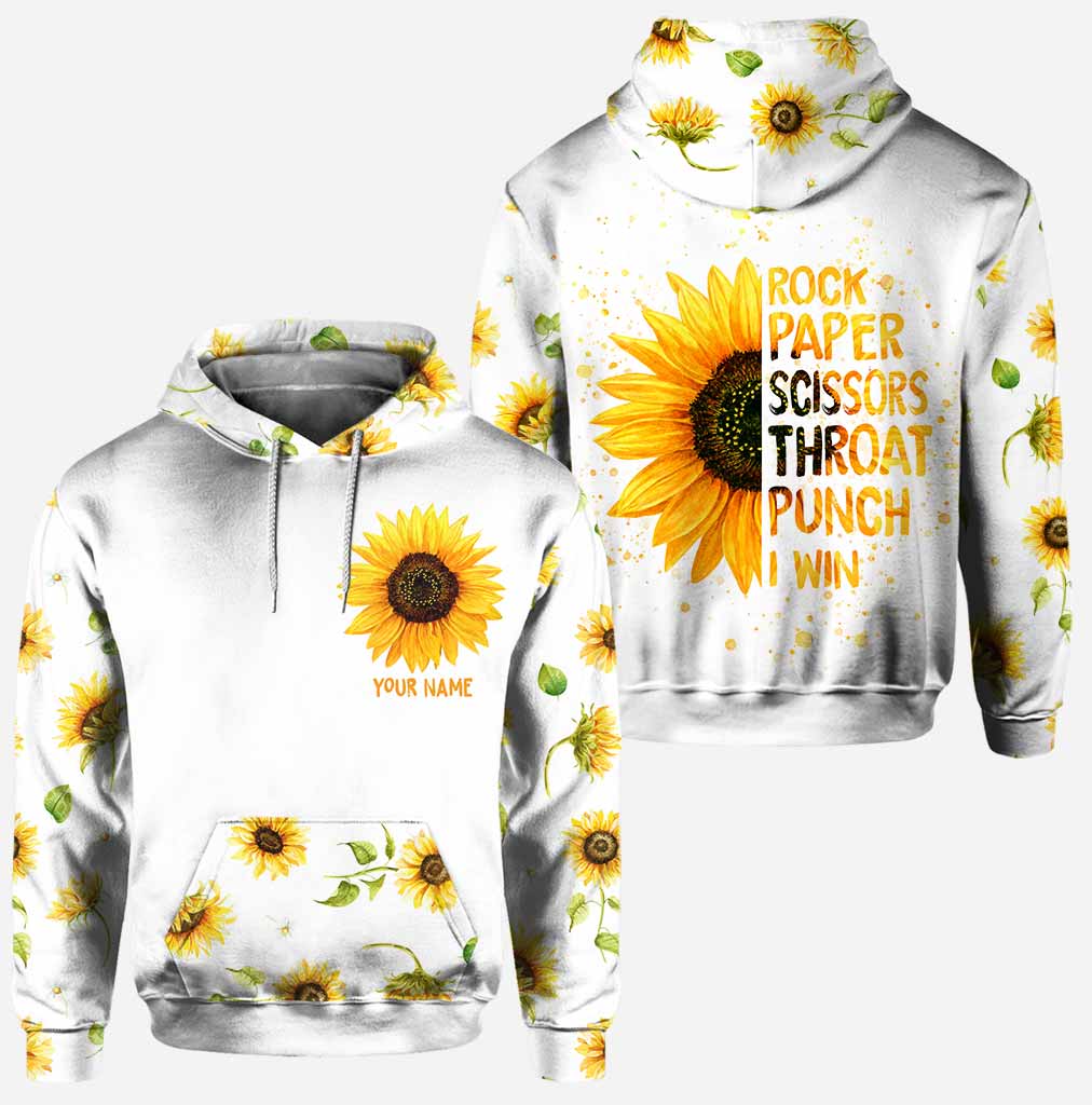 Rock paper scissors throat punch I win personalized all over printed hoodie and leggings