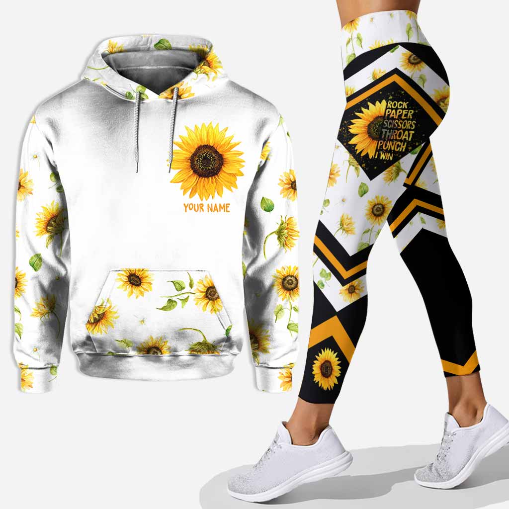 Rock paper scissors throat punch I win personalized all over printed hoodie and leggings