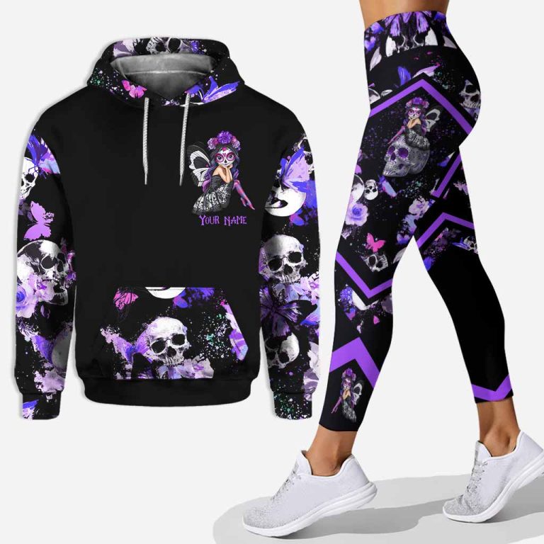 Sugar skull fairy May girl with tattoos personalized all over printed hoodie and leggings