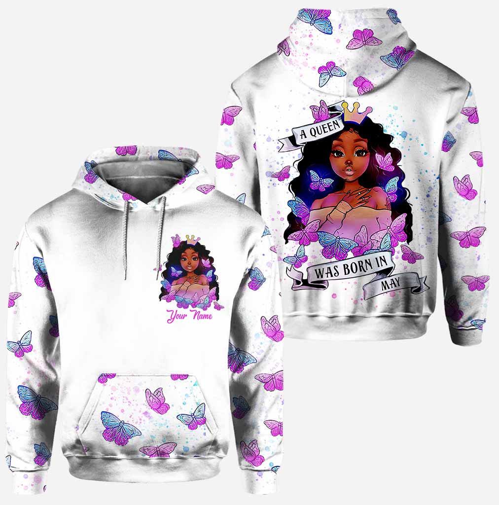 African American A queen was born in May personalized all over printed hoodie and leggings