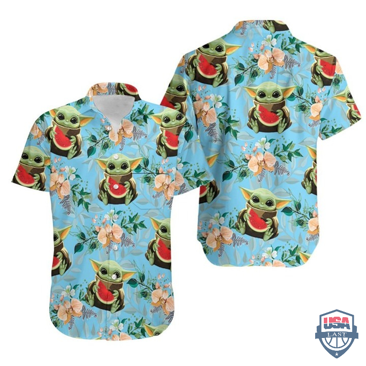 Baby Yoda Hugging Watermelons Hawaiian Shirt – Hothot 080122
