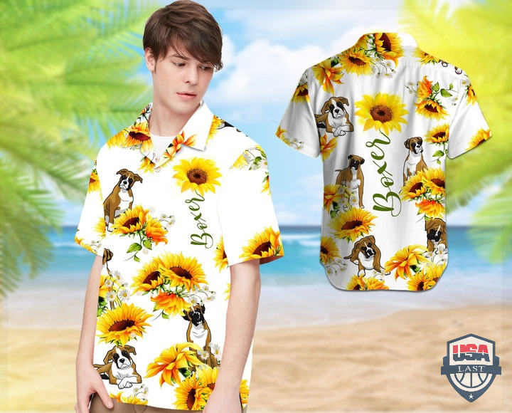 Boxer And Sun Flower Hawaiian Shirt – Hothot 080122