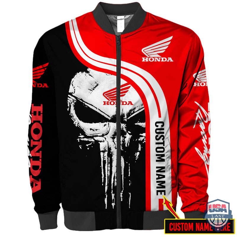 Honda Punisher Skull Custom Name Bomber Jacket – Hothot 270122