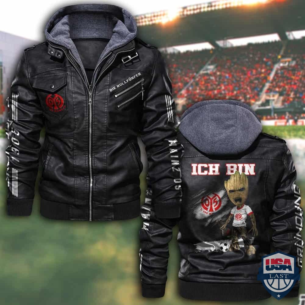 NEW FSV Mainz 05 FC Hooded Leather Jacket – Hothot 170122