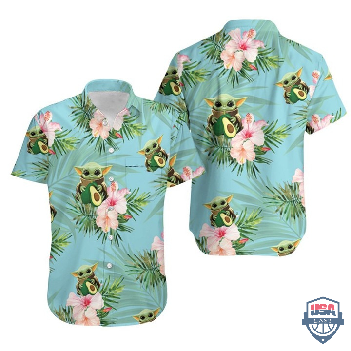 Baby Yoda Hugging Avocadoes Colorful Flowers Hawaiian Shirt – Hothot 080122