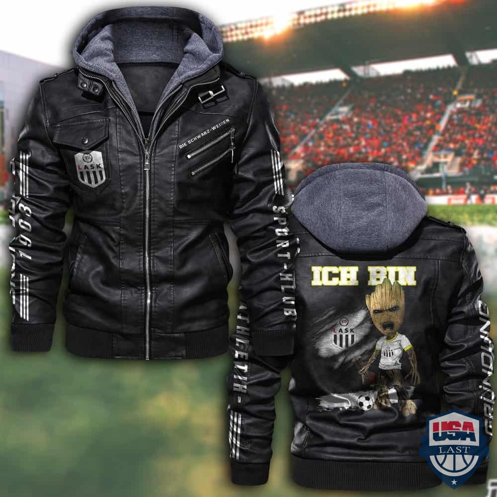 LASK Linz FC Baby Groot Lederjacke mit Kapuze – Hothot 150122