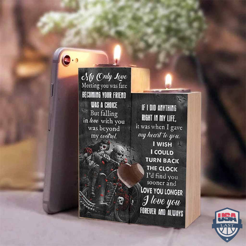 Skull Couple Biker To My Love Valentine Candle Holder – Hothot 050122