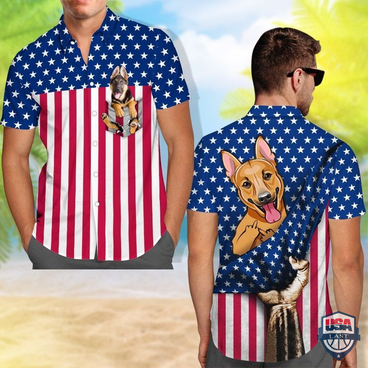German Shepherd Middle Finger American Flag Hawaiian Shirt – Hothot 060122