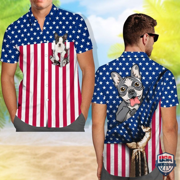 Boston Terrier Middle Finger American Flag Hawaiian Shirt – Hothot 060122