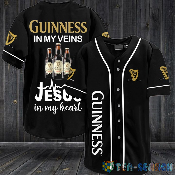 Guinness In My Veins Jesus In My Heart Baseball Jersey Shirt – Hothot 290122