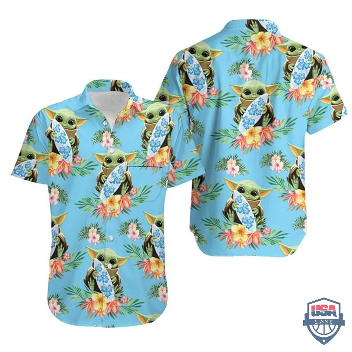 Baby Yoda Hugging Surf Boards Hawaiian Shirt – Hothot 080122