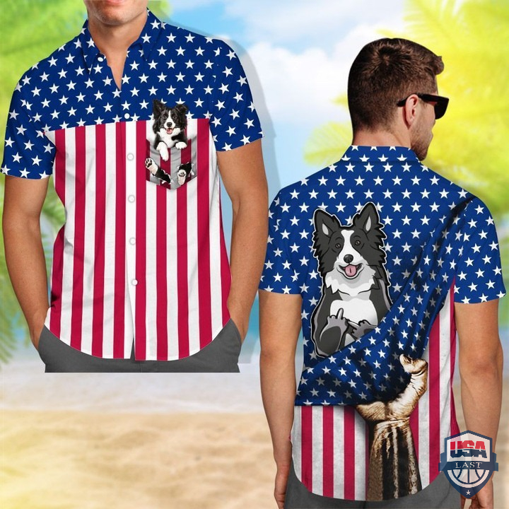 Border Collie Middle Finger American Flag Hawaiian Shirt – Hothot 080122