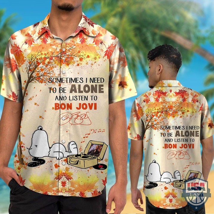 Snoopy Sometimes I Need To Be Alone And Listen To Bon Jovi Hawaiian Shirt Beach Short – Hothot