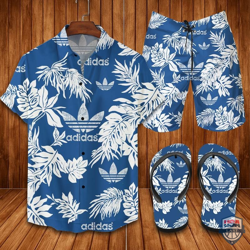 Adidas Floral Hawaiian Shirt Beach Short And Flip Flops – Hothot
