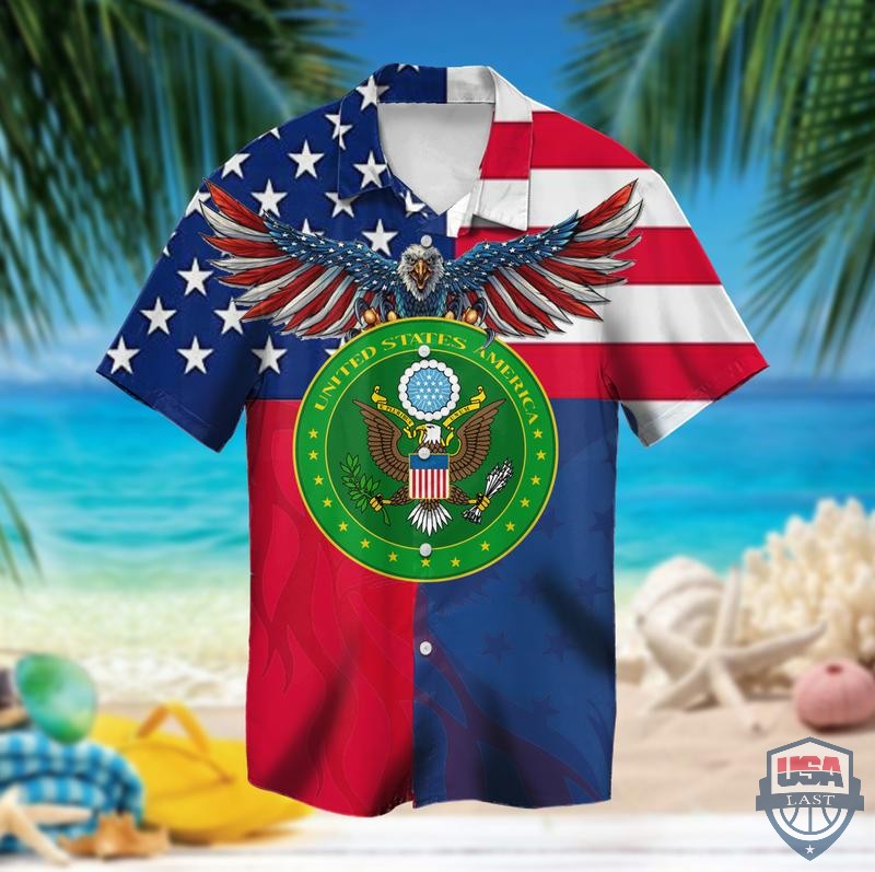 US Army Eagle American Flag Hawaiian Shirt – Hothot