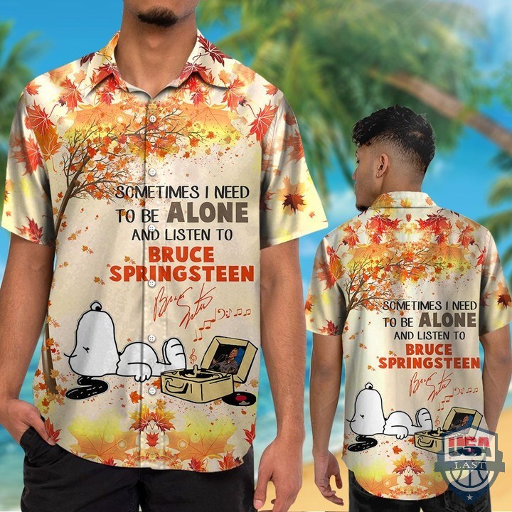 Snoopy Sometimes I Need To Be Alone And Listen To Bruce Springsteen Hawaiian Shirt Beach Short – Hothot