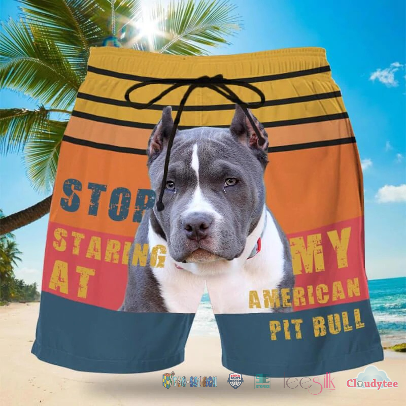Stop Staring At My American Pit Bull Beach Shorts – Hothot