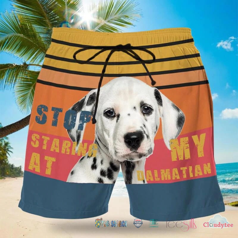 Stop Staring At My Dalmatian Dog Beach Shorts – Hothot