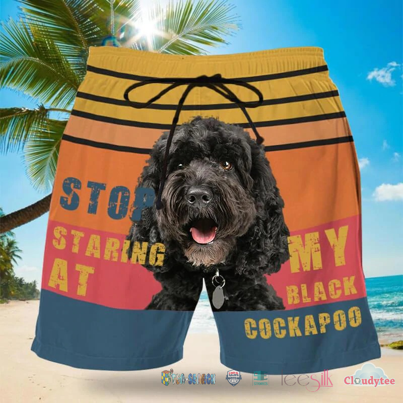 Stop Staring At My Black Cockapoo Dog Beach Shorts – Hothot