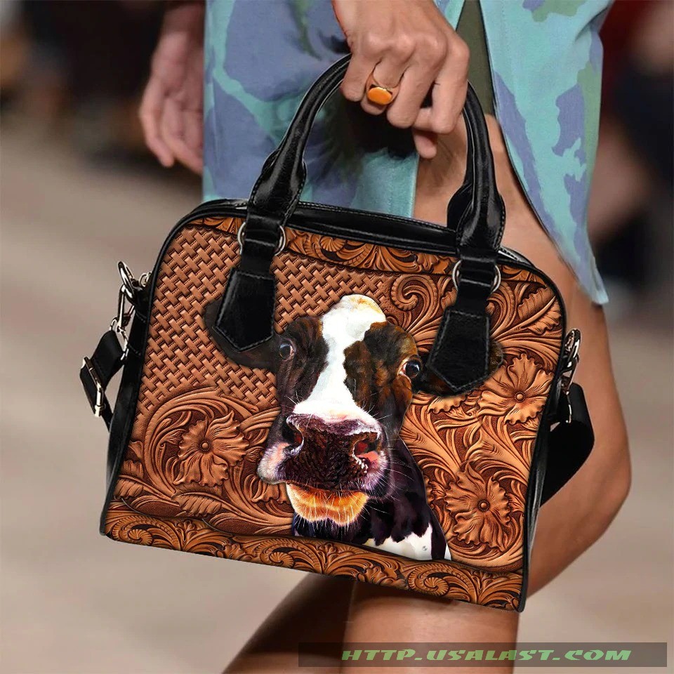 Cow Leather Floral Pattern Shoulder Handbag – Hothot