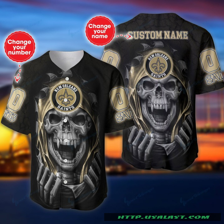 Personalized New Orleans Saints Vampire Skull Baseball Jersey Shirt – Hothot