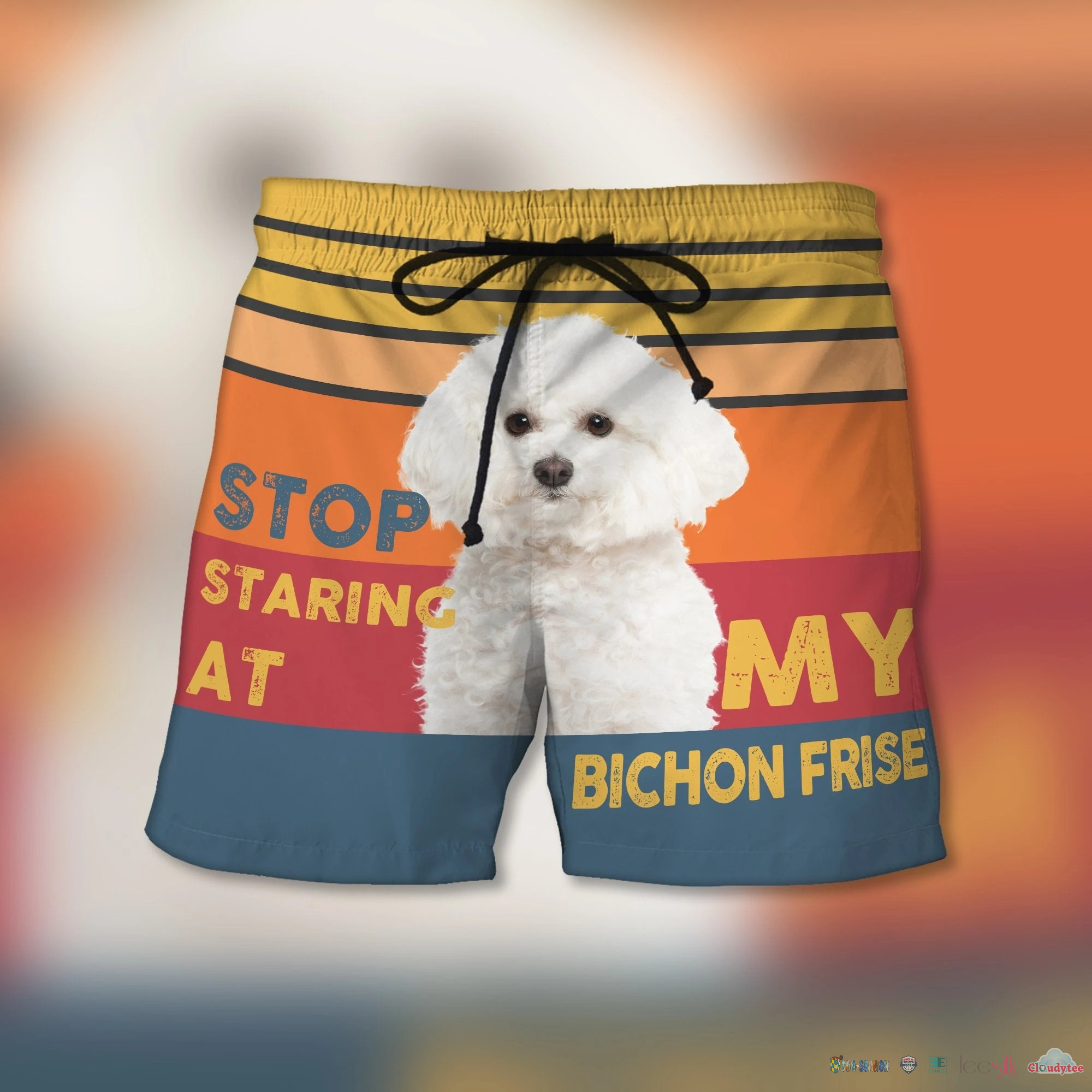 Stop Staring At My Bichon Frise Dog Beach Shorts – Hothot