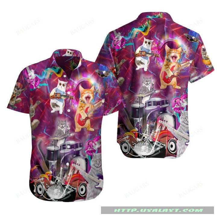 Cat Rock Band Short Sleeve Hawaiian Shirt – Hothot