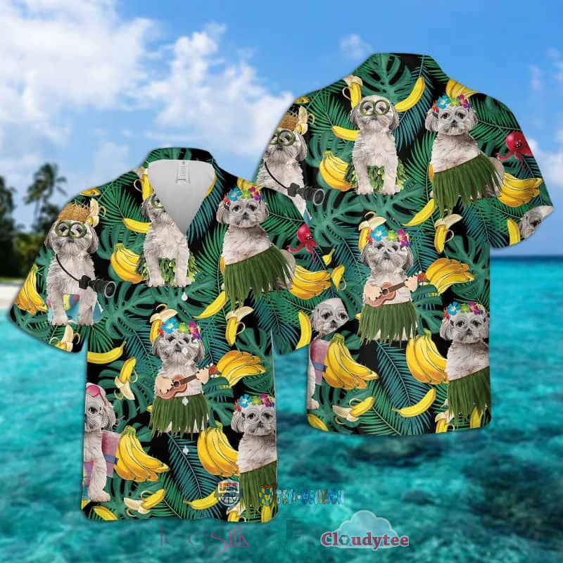 Shih Tzu Dog Banana Tropical Hawaiian Shirt