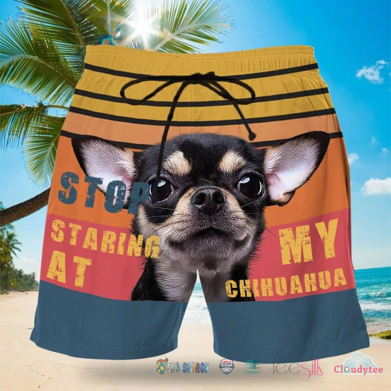 Stop Staring At My Black Chihuahua Beach Shorts – Hothot