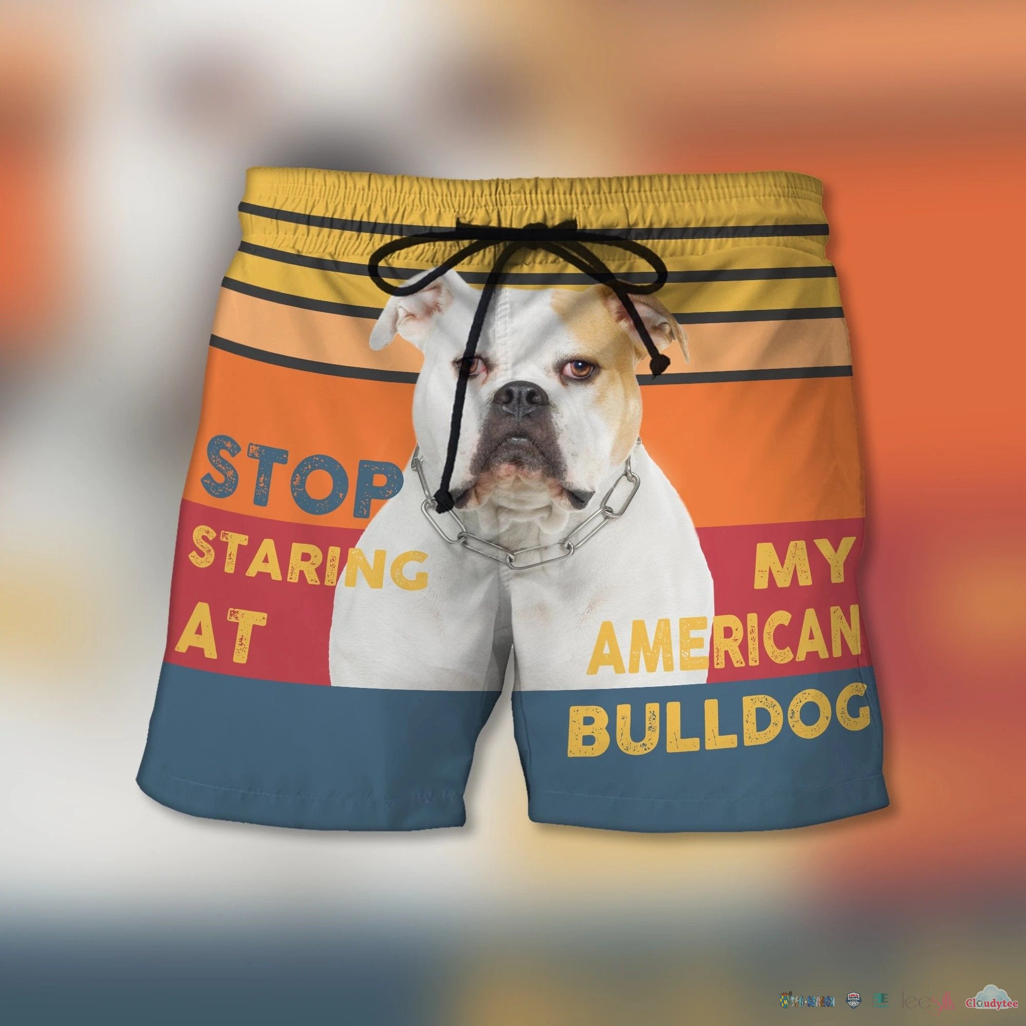 Stop Staring At My American Bulldog Beach Shorts – Hothot