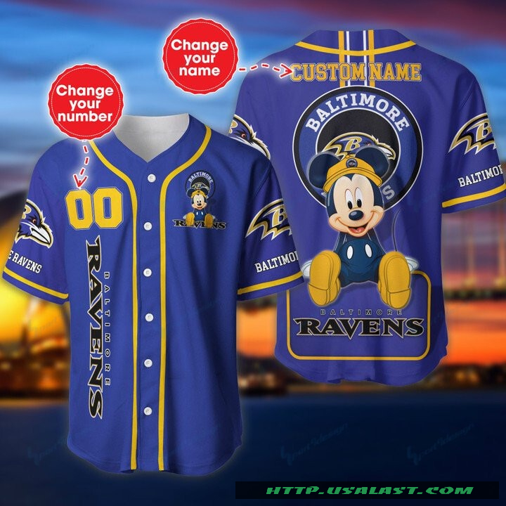 Baltimore Ravens Mickey Mouse Personalized Baseball Jersey Shirt – Hothot