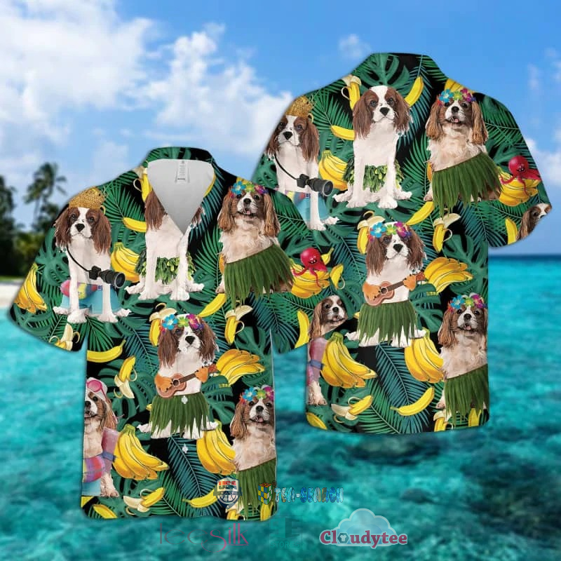 Cavalier King Charles Spaniel Banana Tropical Hawaiian Shirt