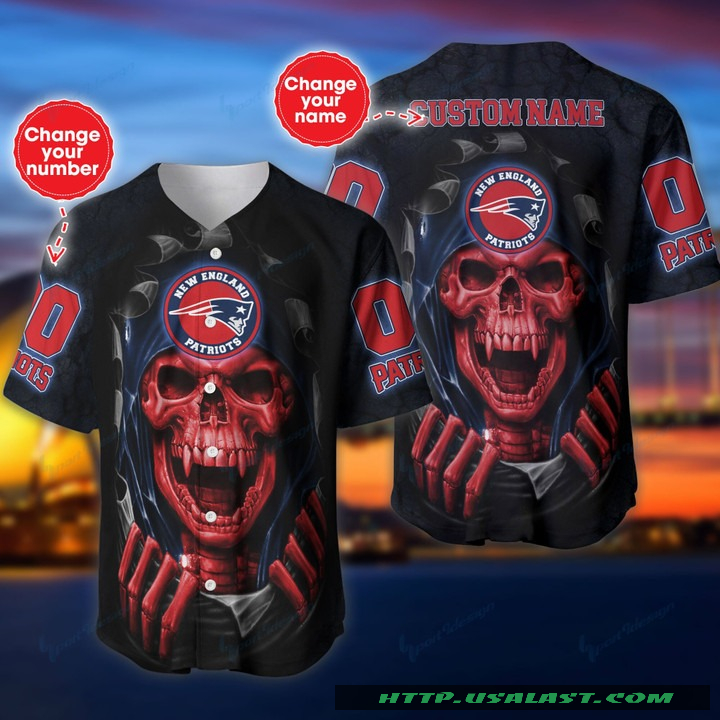 Personalized New England Patriots Vampire Skull Baseball Jersey Shirt – Hothot