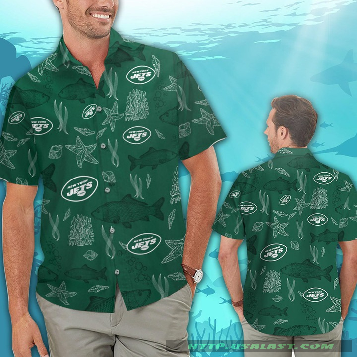 New York Jets Ocean Fishes Hawaiian Shirt Beach Short – Hothot