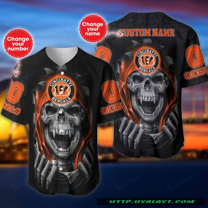 Personalized Cincinnati Bengals Vampire Skull Baseball Jersey Shirt – Hothot