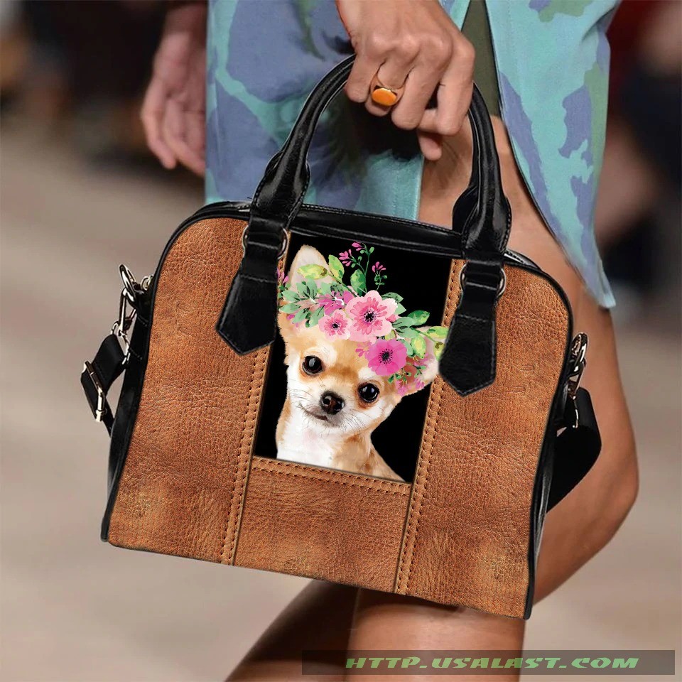 Chihuahua And Flower Shoulder Handbag – Hothot