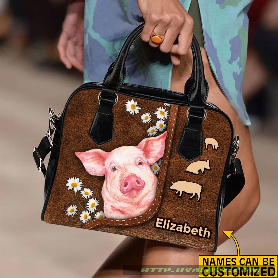 Pig Flower Custom Name Shoulder Handbag – Hothot