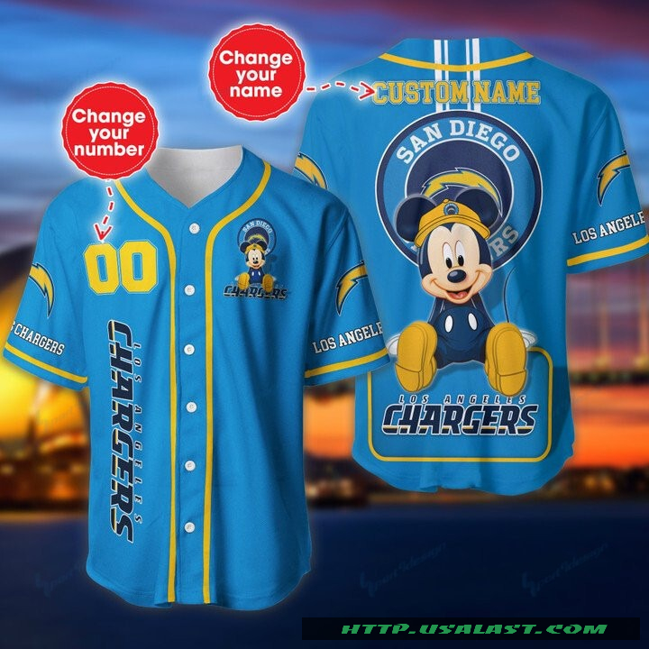Los Angeles Chargers Mickey Mouse Personalized Baseball Jersey Shirt – Hothot